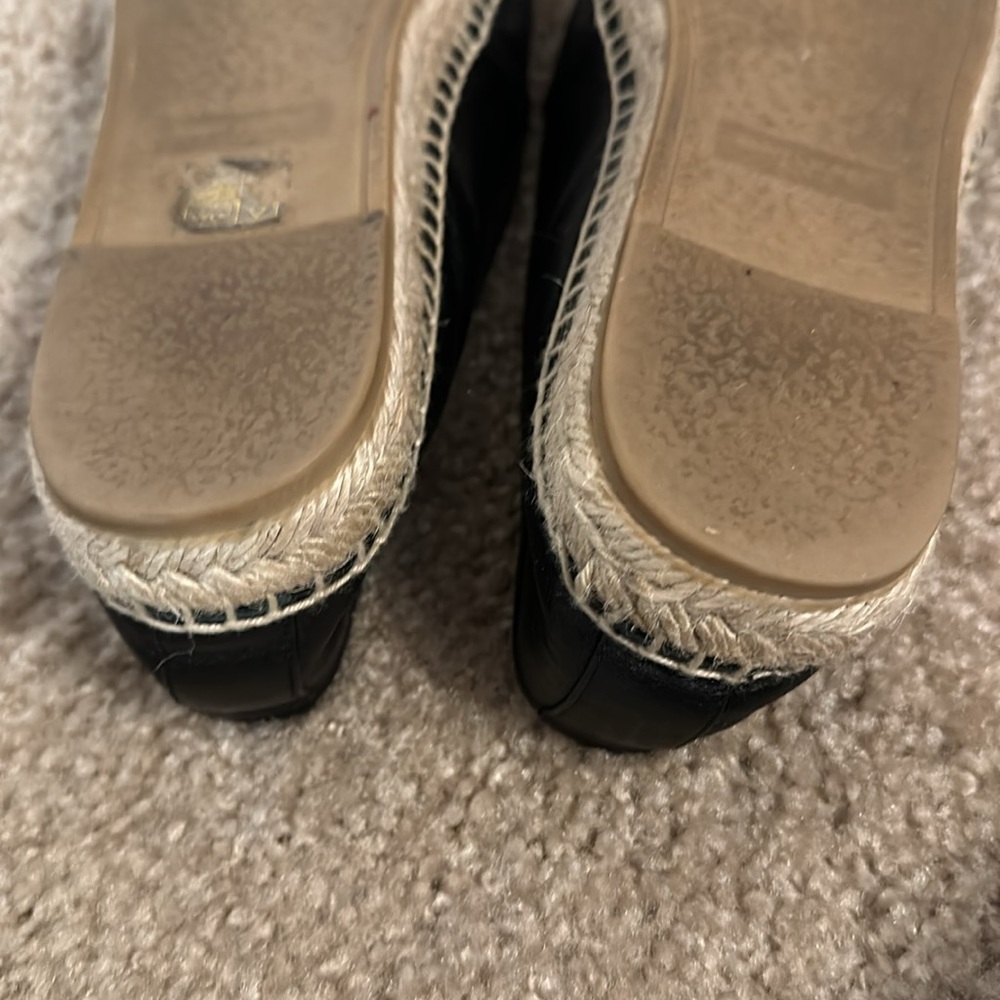 Saint Laurent Logo black leather espadrilles Sz 39 - Picture 9 of 12